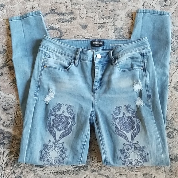 bebe Denim - BeBe heartbreaker skinny embroidered jean